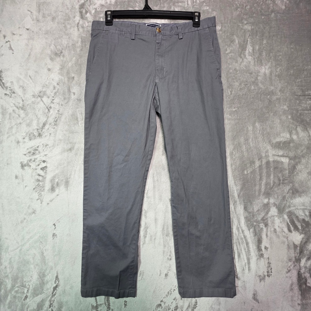 Club Room Mens Stretch Chino Pants Gray Straight Leg 34W 30L Cotton Blend